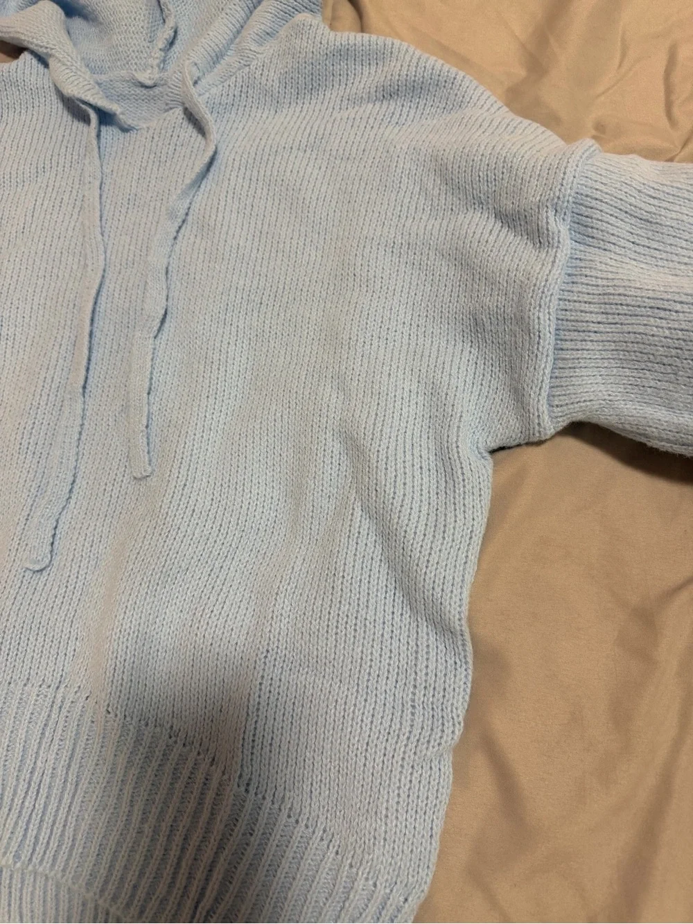 Light Blue unisex Knit Hoodie Sweater